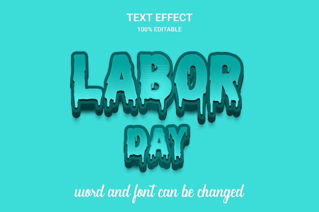3d text effect labor day comic font style