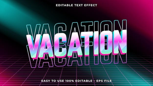 3d vacation gradient glitch text style effect template editable text effect