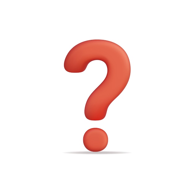 3d vector icon of a red question mark symbolizing inquiry and curiosity