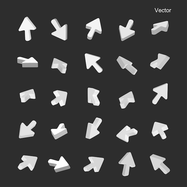 3d vector icon set arrow buttons icon web isolated background
