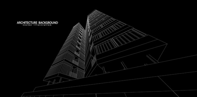 3d wireframe of building. sketch design.vector