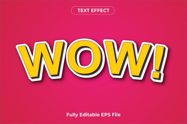 3d wow text effect design with fully editable font