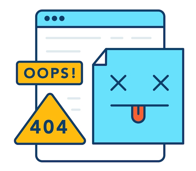 404 error page not found computer monitor with exclamation mark vector illustration