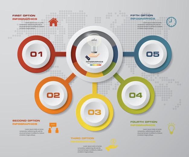 5 steps process infographics design element.
