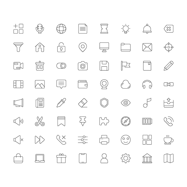 64 Minimal Interface Icons