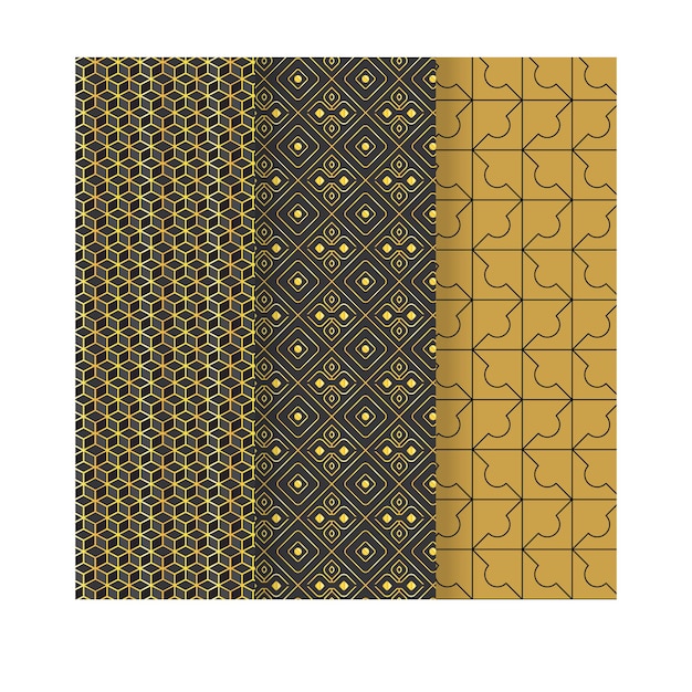 a black and gold pattern is on the gold and black background