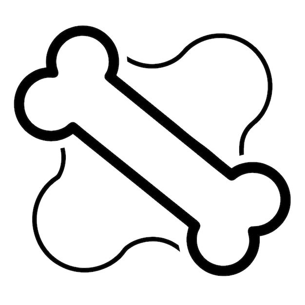 a black and white dog bone with a bone in it