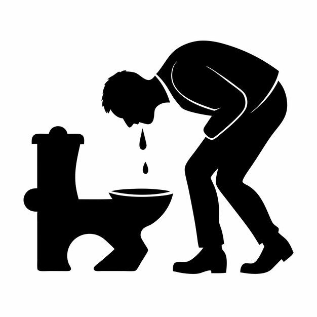 a black and white drawing of a man washing a toilet with the word  no