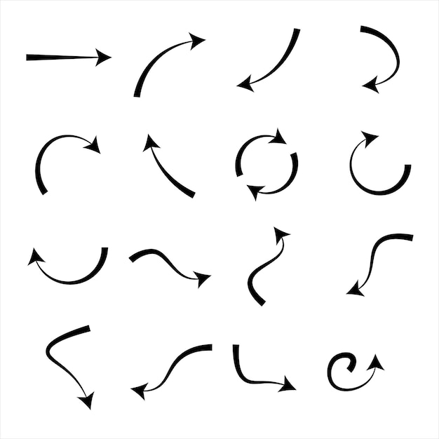 A black and white drawing of arrows on white background
