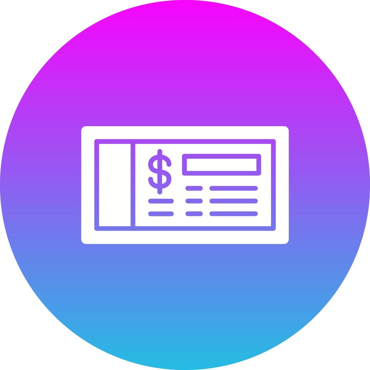 Vektor a blue and pink circle with a dollar sign on it