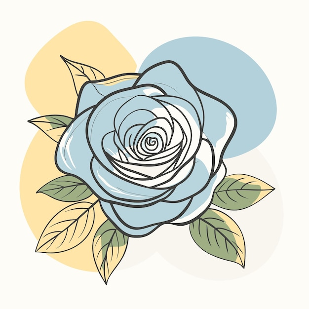 a blue rose with a yellow background with a blue flower