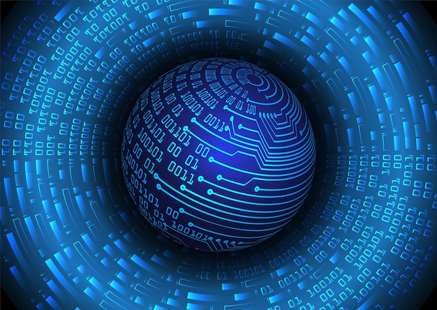 A blue sphere with numbers and letters that say " binary " on it.