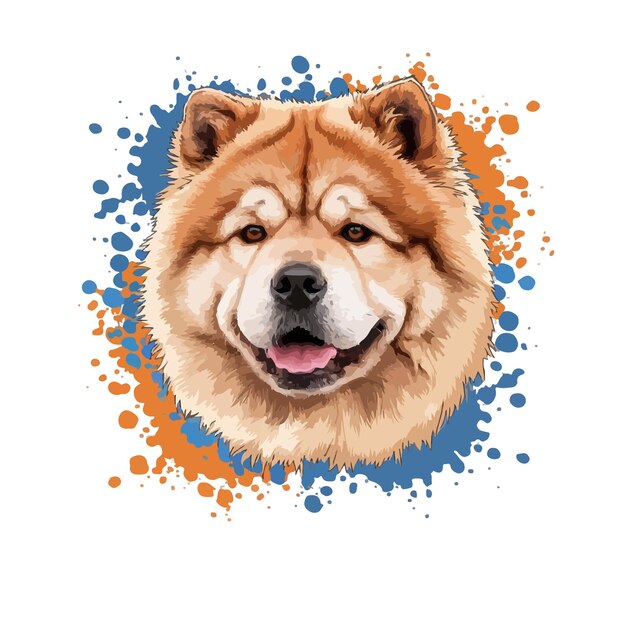 A cartoon chow chow dog vector illustration