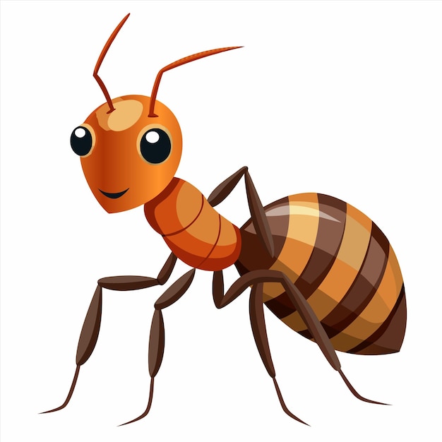 a cartoon image of a ant with a brown face and orange markings