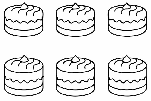 a collection of cakes with a line of different shapes and shapes