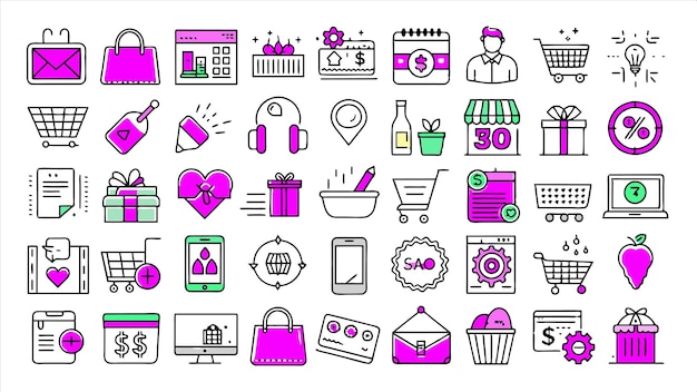 a collection of icons including a digital clock a box and a picture of a cupcake
