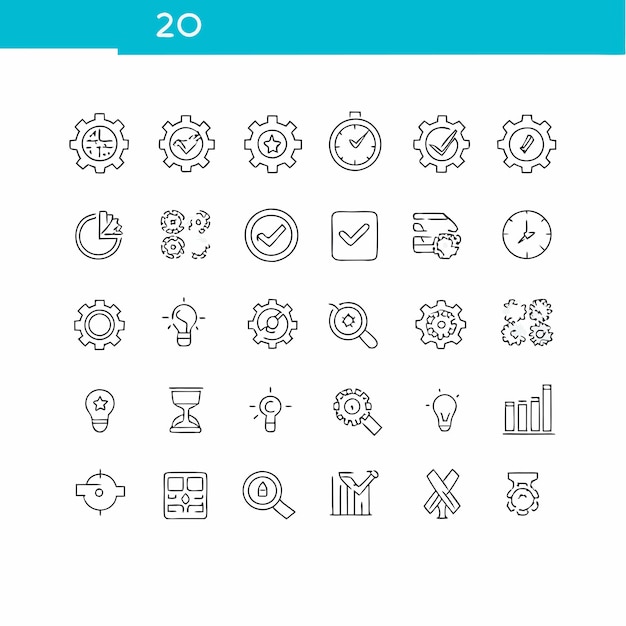 a collection of icons with the number 20 on it