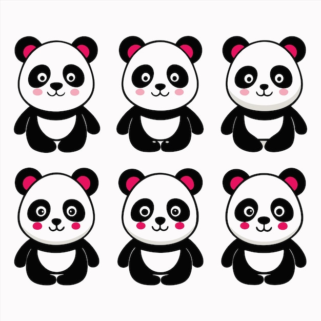 a collection of pandas with different expressions and faces