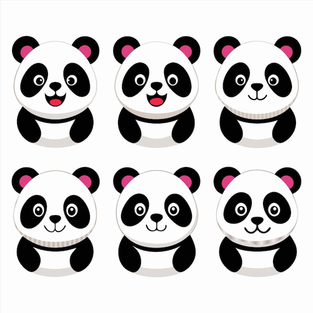 a collection of pandas with different expressions and faces