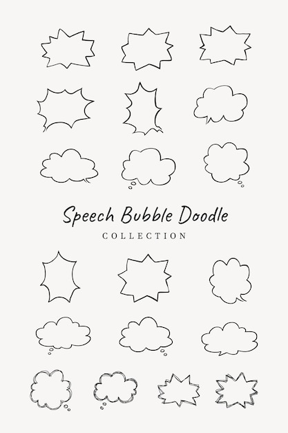 A collection of simple lines hand drawn speech bubbles in various shapes Set of simple of hand drawn speech bubbles in various sizes and shapes Set of simple lines hand drawn speech bubbles