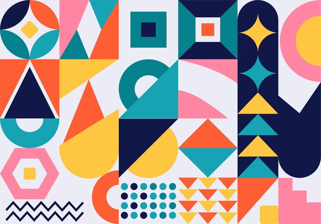 a colorful abstract design with geometric shapes