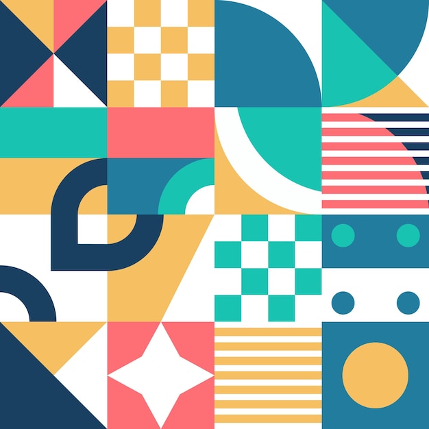 a colorful collection of geometric designs including a design that says no