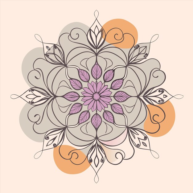 a colorful design with a purple flower on it