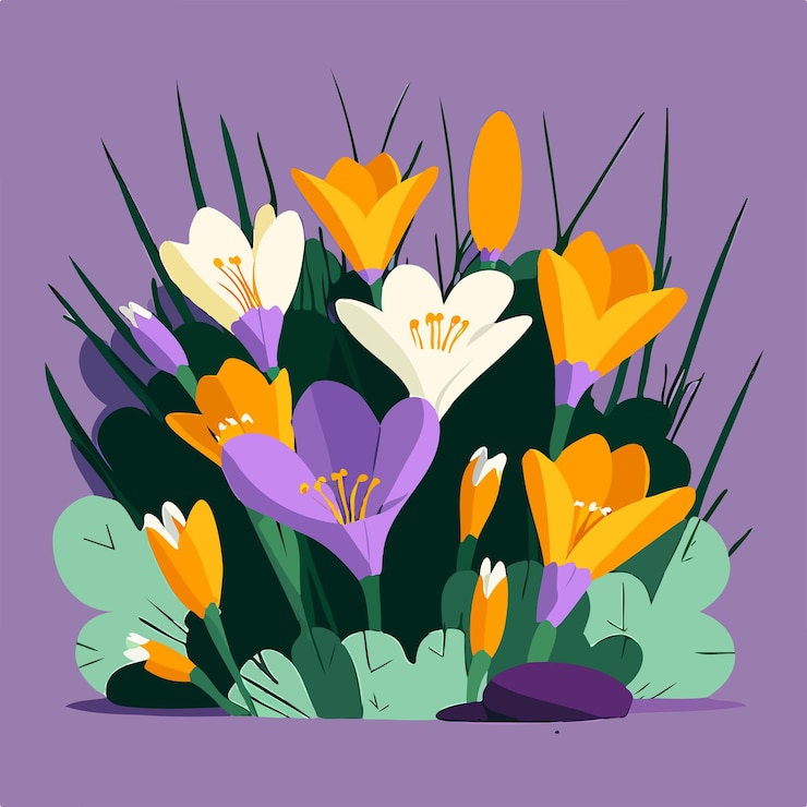 Vektor a colorful illustration of flowers in purple and orange.