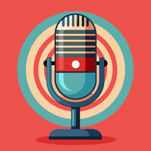 a colorful picture of a microphone with a rainbow colored background