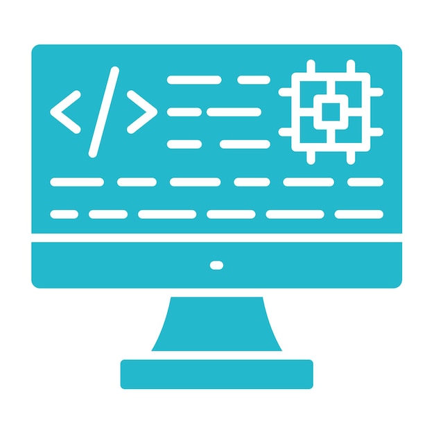 a computer monitor with a blue background with a white symbol on the bottom