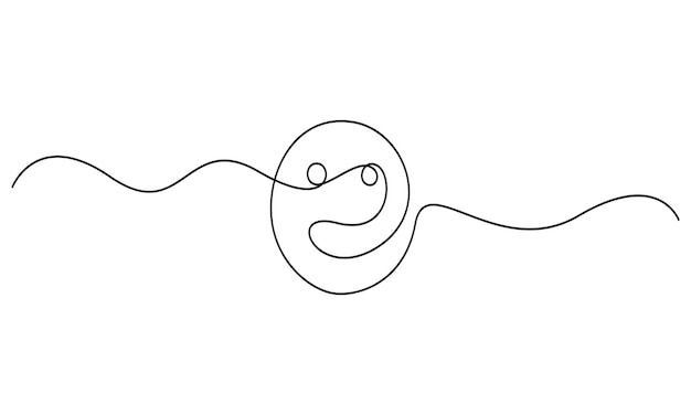 a continuous line drawing of a smiling face