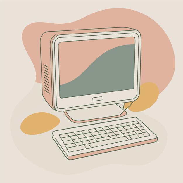 a drawing of a computer with a screen that says quot the word quot on it