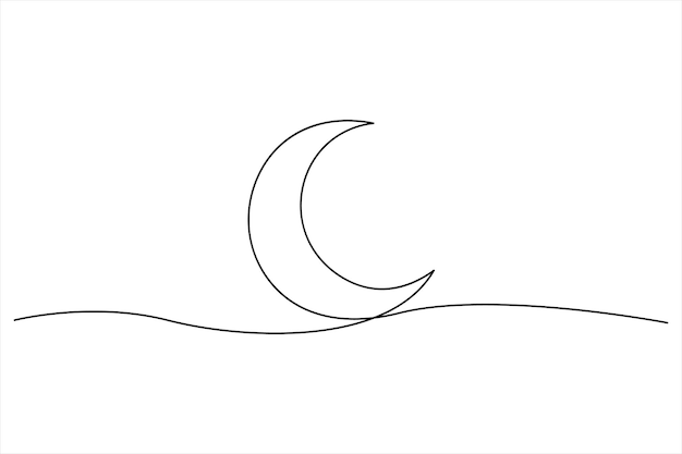 a drawing of a crescent and a line drawn on a white background