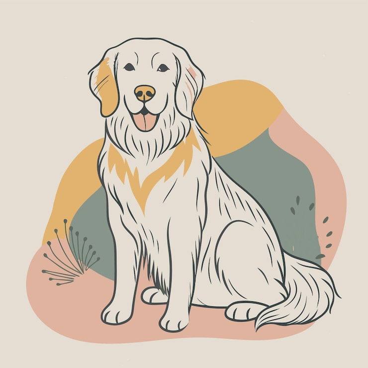Vektor a drawing of a dog with a heart on its chest