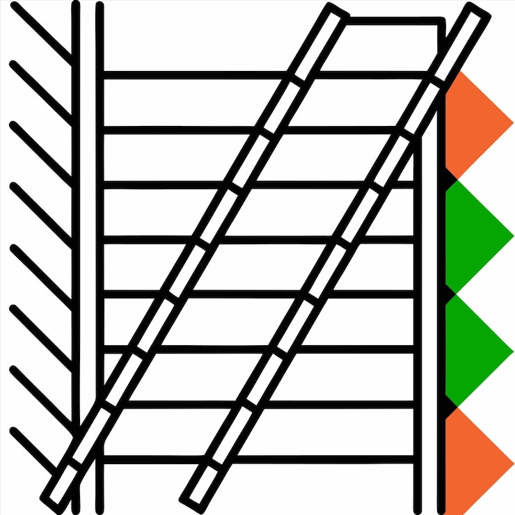 Vektor a drawing of a ladder with a orange and green and orange border