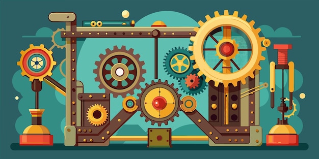 a drawing of a machine with gears and gears