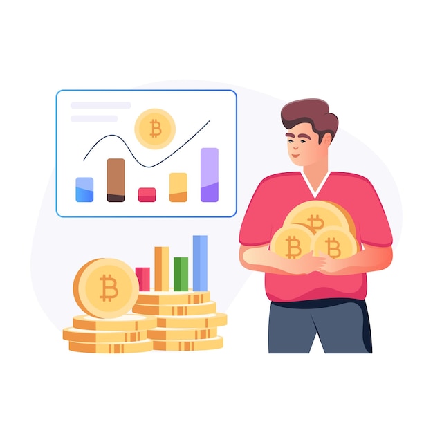 a flat illustration denoting cryptocurrency trade