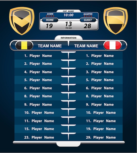 a game that has the number team name team on it