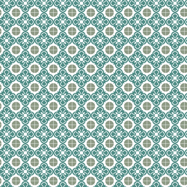 a geometric pattern with green and blue flowers
