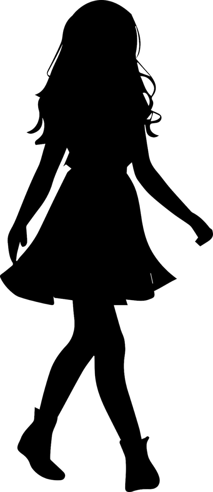 Vektor a girl walking vector silhouette 2