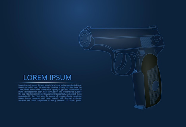 a gun from abstract polygon low poly lines and associated with form vector illustrationin