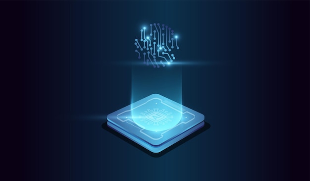 A High tech style artificial intelligence concept vector illustration The AI chip