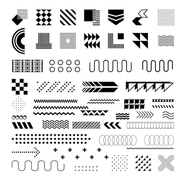 A large collection of geometric design shapes and elements