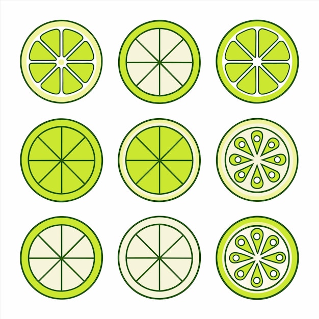 a lemon and lime slice are shown in a green background