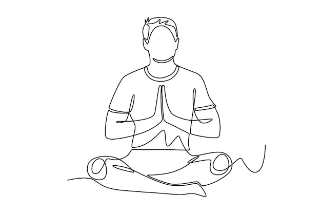 A man meditating Meditation concept oneline drawing