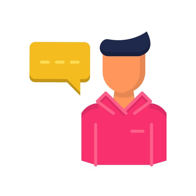 A man with a speech bubble and a speech bubble.