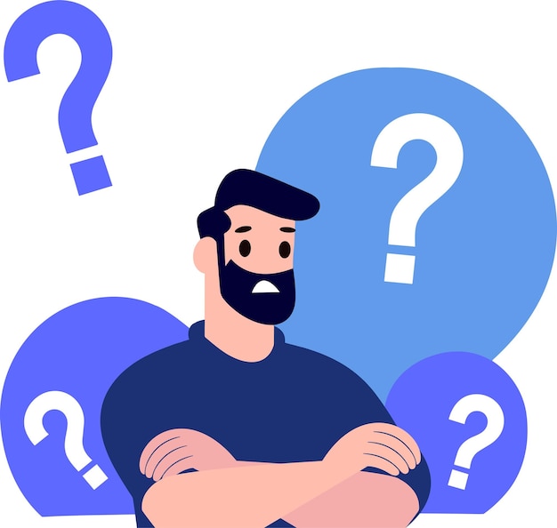 a man with suspicious expression in flat style isolated on background