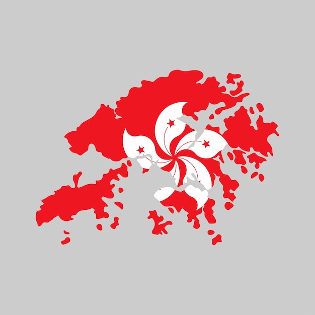 a map of the hong kong with the flag on it