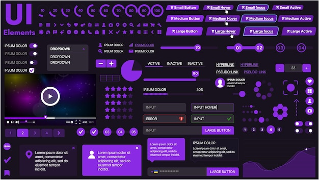 A modern UI kit featuring a collection of buttons icons navigation menus and responsive design
