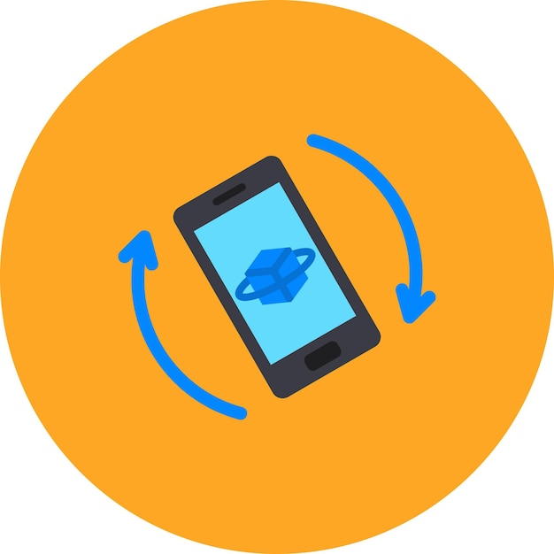 a phone with blue arrows on it and a yellow background